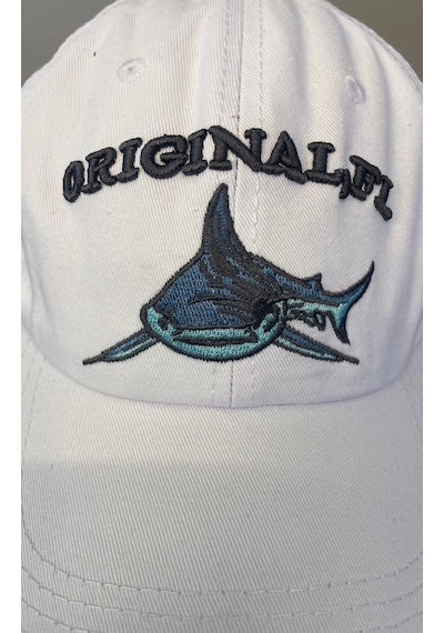 Shark Nakışlı Vintage Eskitme Pamuklu Beyzbol Cap Şapka Beyaz