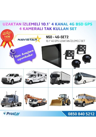 Uzaktan İzlemeli 10 İnç 4 Kanal 4g Gps Bsd Kör Nokta Uyarı Sistemli Ir Led Kameralı Profesyonel Araç Kamera Seti
