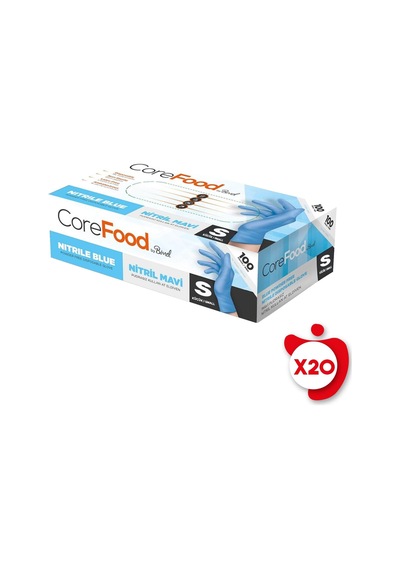 Bimel Corefood Pudrasız Nitril Eldiven S Beden Mavi 100'lü 20 Paket