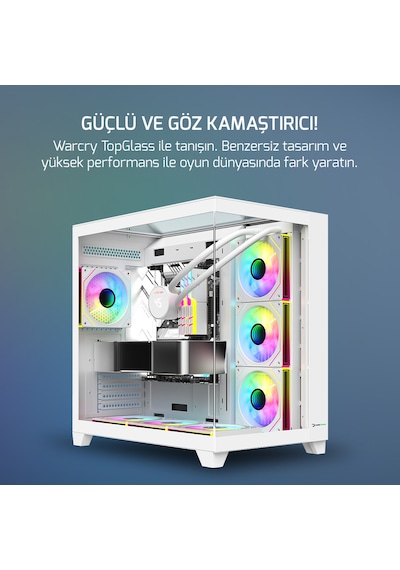 Gamepower Warcry Topglass 650w 4xargb Temperli Cam Atx Beyaz Akak0gmp0028