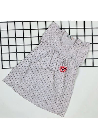 Mnk Baby & Kids Mnk Ayıcıklı Penye Kız Çocuk Elbise Gri