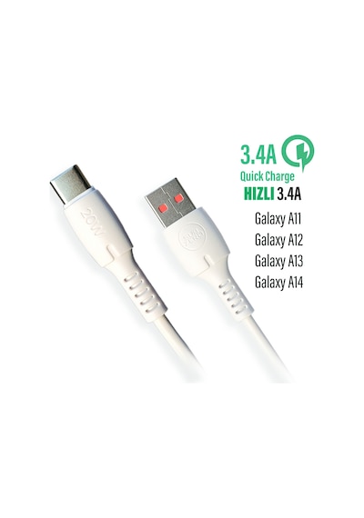 Samsung Uyumlu A11 A12 A13 A14 Type C Hızlı Şarj Kablosu