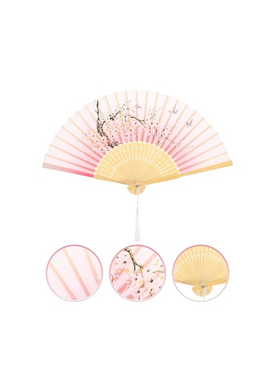 Beluga Yelpaze Bambu Serinletici Vintage Şık Püsküllü Japon Yelpaze 0426 2 Adet