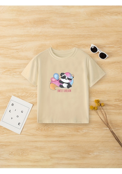Uyguntarz Çocuk Sweat Dream Baskılı Pamuklu Tshirt Bej