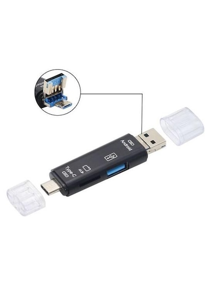 5068 Otg 3in1 Type-c Ve Micro Usb Tf Çevirici Dönüştürücü Kart Okuyucu