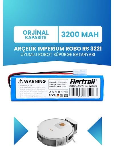 Arçelik Imperium Robo Rs 3221 Uyumlu Batarya 3200mah Pil