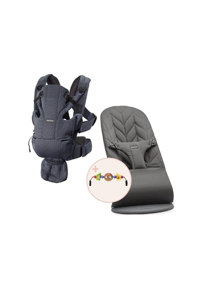 BabyBjörn 2'li Set Oyuncaklı Bliss Ana Kucağı Petal Woven & Kanguru Move Mesh Anthracite