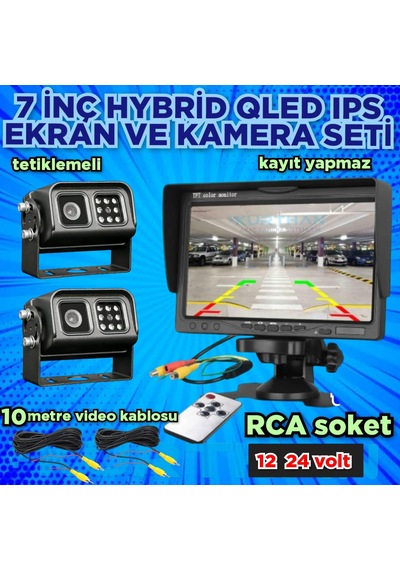 2 Adet Ledli Metal Kasa Kamera 7 İnç Ips Qled Monitör 12 24 Volt