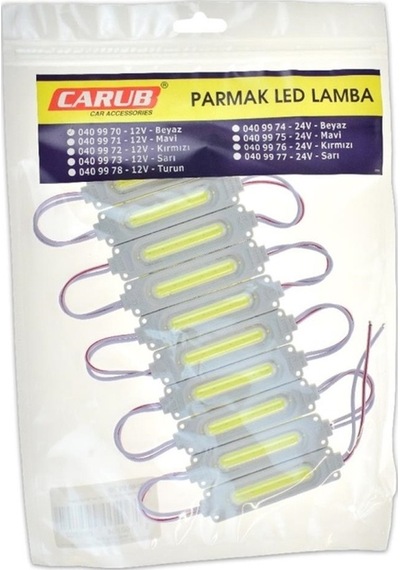 Atl Carub Parmak Beyaz Led Lamba Dikdörtgen Camlı 10 Adet 12v
