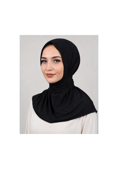 Unika Boutique Çıtçıtlı Bağlamalı Tesettür Pratik Şal Deniz Havuz Için Uygundur Siyah