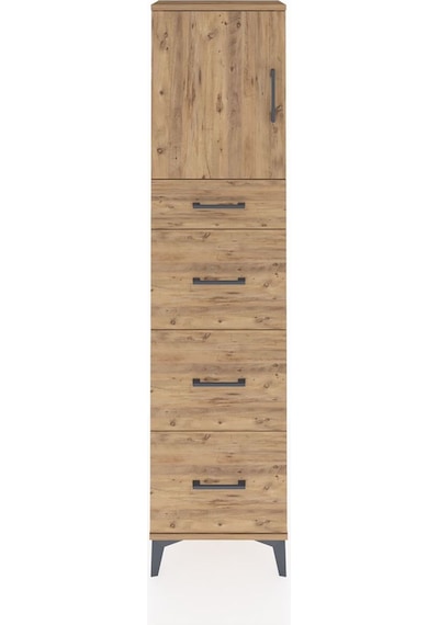 Arges Dolap 2 Raflı 4 Çekmeceli Tek Kapaklı 44x30x182 Çam-çam Çam
