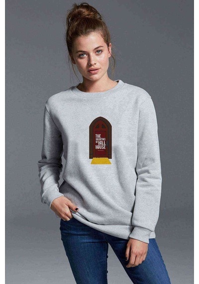 The Haunting Of Hill House Door Baskılı Gri Kadın Sweatshirt (534814964)