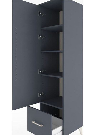 Hyperion Dolap 4 Raflı Tek Çekmeceli Tek Kapaklı 44x44x182 Antrasit-antrasit Antrasit
