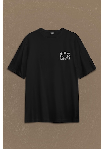 I Love Photography Fotoğrafçı Canon Nikon Sırt Ön Baskılı Oversize Tişört Unisex T-shirt 001