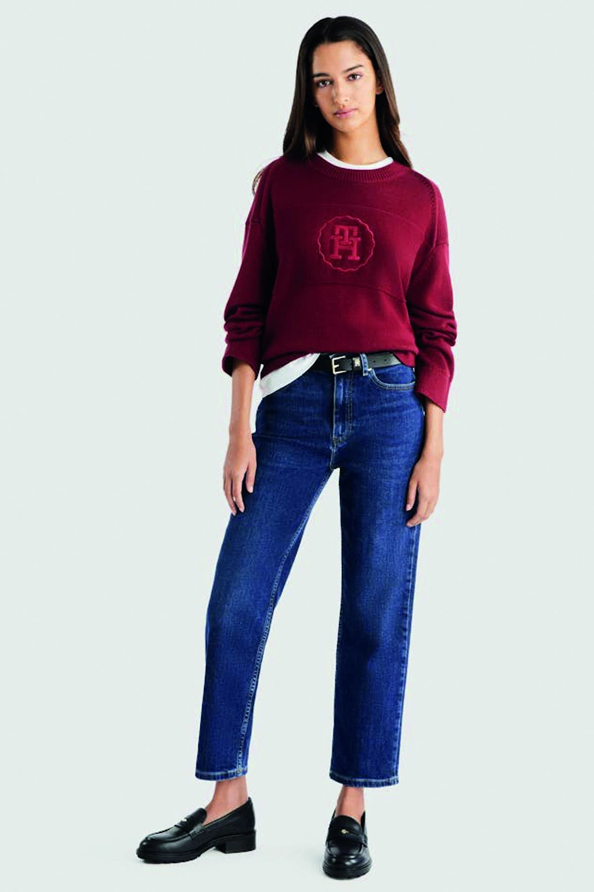 Tommy Hilfiger Bisiklet Yaka Triko Kazak Kırmızı