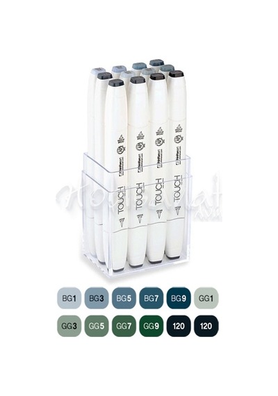 Touch Twin Brush Marker Kalem 12Li Set Mavimsi Griler