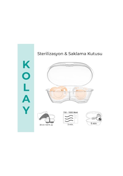 Mamajoo Ortodontik Emzik Seti 0 Ay+ Powder Blush | İkili, Silikon, Damaklı | Sterilizasyon & Saklama Kabı