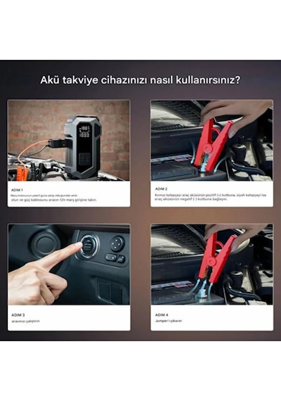 Çeşithane 16000mah 800a Akü Takviye Cihazı Kompresör Powerbank 4in1