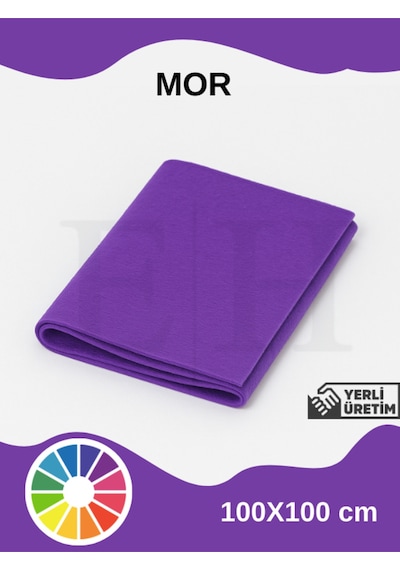 Mor Renk Metrelik Ince Keçe Kumaş Keçe 1 Mm Aktivite Keçesi Renkli Keçe 1 Metre 100 Cm X 100 Cm
