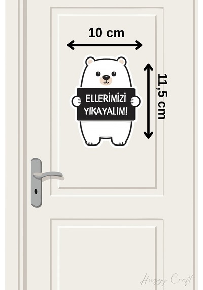 Sevimli Siyah Ayıcık Sticker Ellerimizi Yıkayalım Etiketi Standart