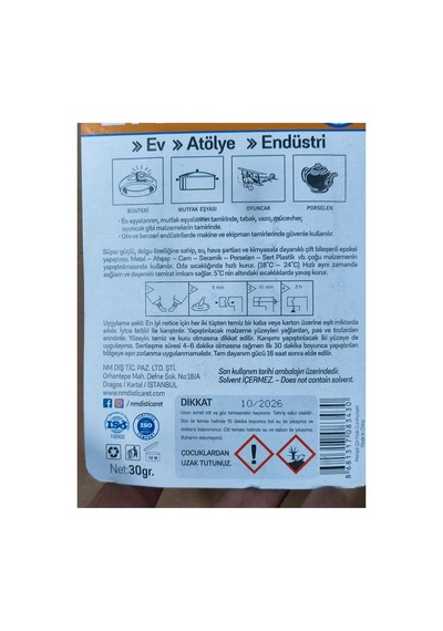 Cam Yapıştırıcı 2k Güçlü Epoksi Yapıştırıcısı Metal Plastik Cam Dekoratif Işler Için 15+15 Gr