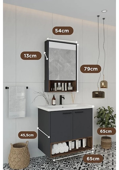 Karanfil 65 Cm %100 Mdf Antrasit Lavabolu Banyo Dolabı Ayna Alt Dolap Lavabo Antrasit Karanfil 65 Cm %100 Mdf Antrasit Lavabolu Banyo Dolabı Ayna Alt Dolap Lavabo Antrasit