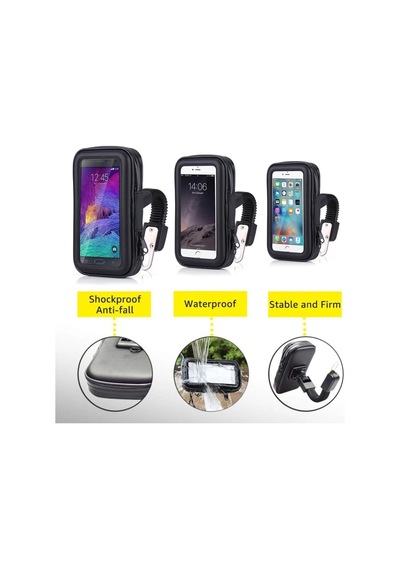Motosiklet Telefon Tutucu Su Geçirmez 18 X 10 Cm Deri Fermuarlı 2 Mixed