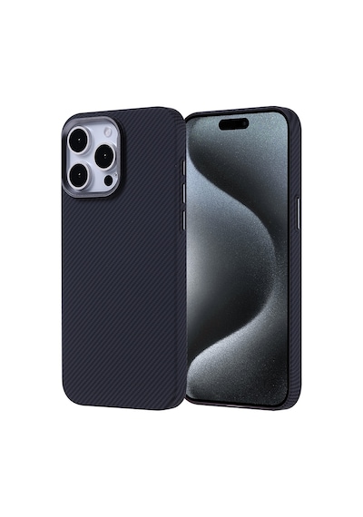 Zore İphone 15 Pro Max Kılıf Magsafe Şarj Özellikli Karbon Fiber Görünümlü Ogaa Nekst Kapak - Gri-siyah