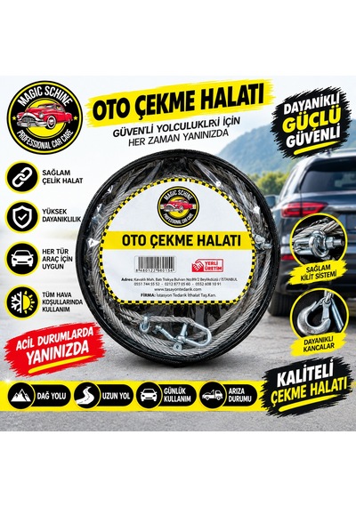 3,5 Ton Kapasiteli Çelik Oto Çekme Halatı