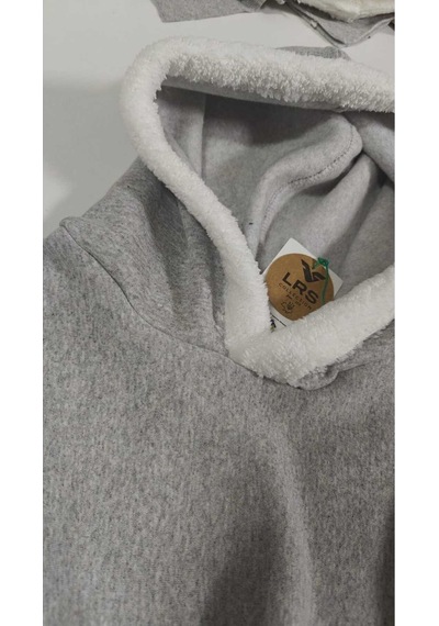 Kapüşonlu, Korse Tarzı Gri Sweatshirt. Gri