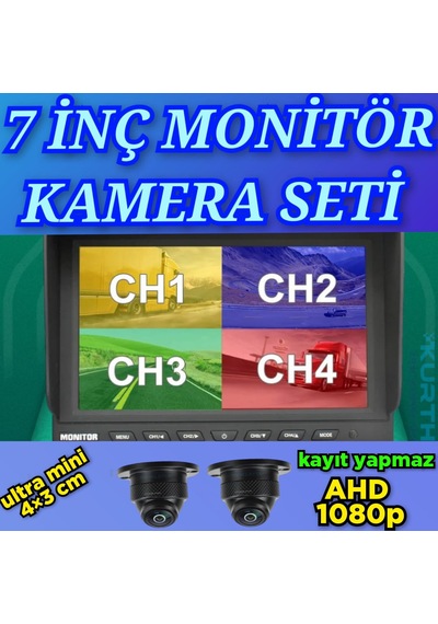 7''ekran + 2 Adet 150'' Ahd 1080p Ultra Mini Kamera Kayıt Yapmaz