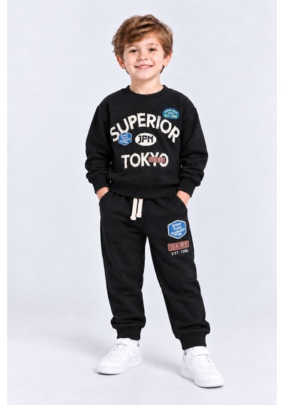 Ahengim Erkek Çocuk Superior Tokyo Baskılı 2 Li Eşofman Takımı Günlük Pamuklu Alt Üst Set Ak116 Siyah Ahengim Erkek Çocuk Superior Tokyo Baskılı 2 Li Eşofman Takımı Günlük Pamuklu Alt Üst Set Ak116 Siyah