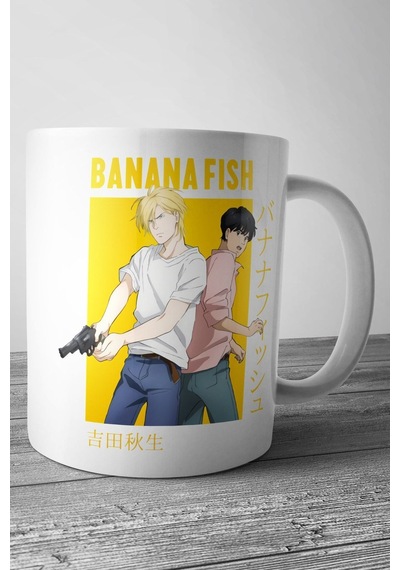 Banana Fish Ash Lynx Eiji Okumura Card Anime Pullover Baskılı Kupa Bardak Beyaz