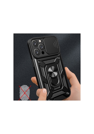 Apple Uyumlu - iPhone 16 Pro Kılıf Pars Lens Yüzüklü Silikon - Gümüş