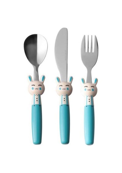 Mini Rabbit Çocuk Çatal Kaşık Bıçak Takımı 3 Parça Gümüş