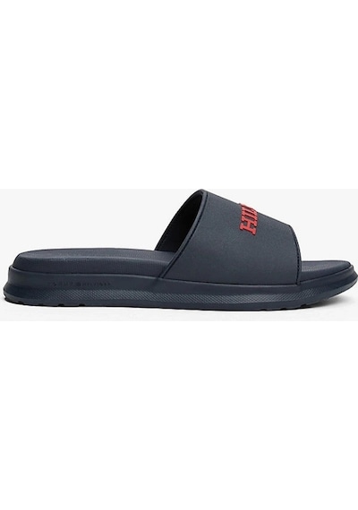 Tommy Hilfiger Erkek Logolu Lacivert Terlik Siyah