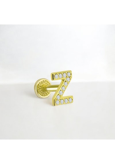 Glorria Altın Z Harfi Tragus Piercing Çok Renkli