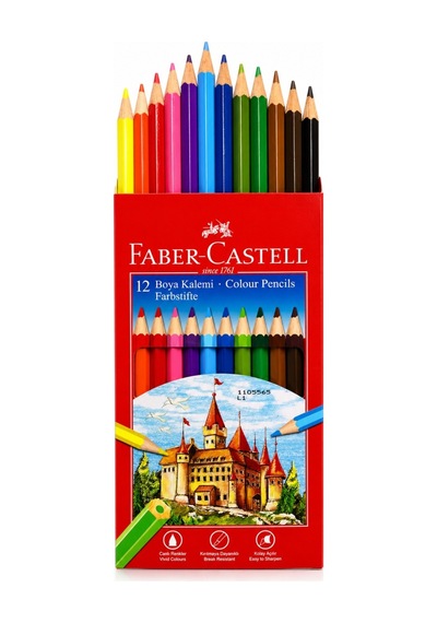 Faber 12'li Kuru Boya Uzun Boy Çok Renkli
