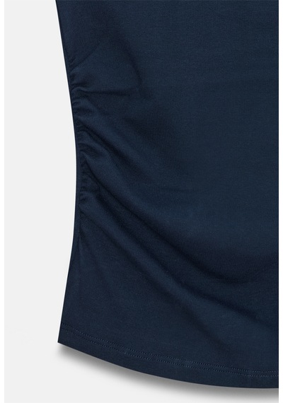 Dilvin Kadın Kenarları Büzgülü Lacivert T-shirt - 101a21054