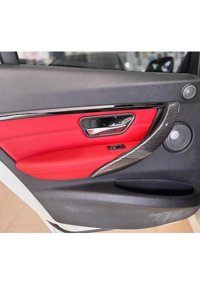 Bmw F30 F32 F34 F36 Uyumlu İç Kapı Kolu Tutamaç + Kapı Açma + Cam Açma Karbon İç Trim Kaplama Seti