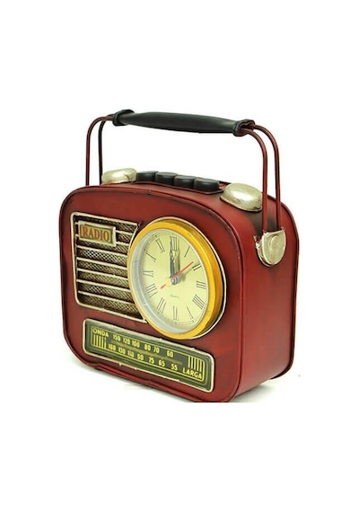 Dekoratif Metal Radyo Saatli Kumbara Vintage Biblo Hediyelik
