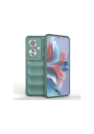 Oppo Reno 11f 5g Kılıf Esnek Tpu Oyuklu Arka Yüzey Tasarımlı Zore Etnik Silikon Kapak Koyu Yeşil