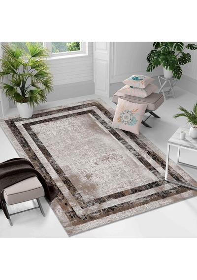 Kaymaz Taban Yıkanabilir Halı Mutfak, Salon, Yatak Odası İçin Modern Dijital Baskı Halı Slnhalı02 - 0009 Çok Renkli