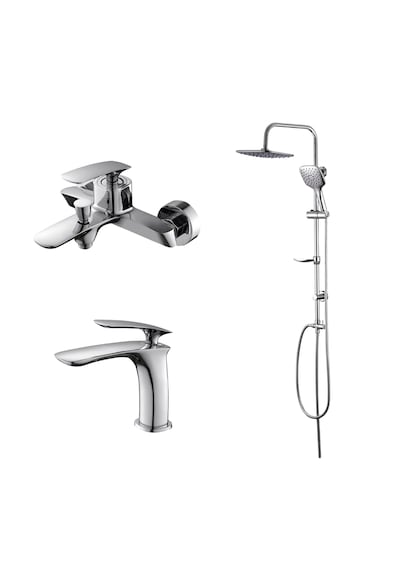 Newarc Slim 121521-121511-121530 Lavabo Banyo Bataryası Duş Ünitesi Set Krom