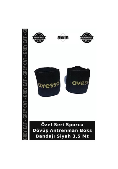 Özel Seri Sporcu Dövüş Antrenman Boks Bandajı Siyah 3,5 Mt