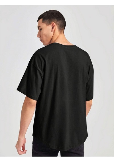 Unisex Oversize Send Nudes Baskılı T-shirt Siyah-64833