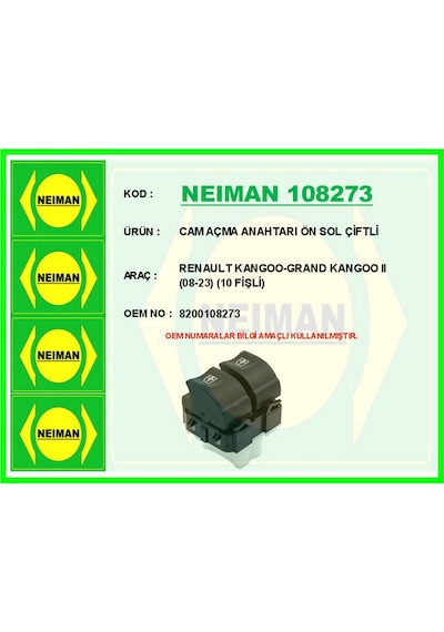 Muratech Cam Açma Anahtarı Ön Sol Çiftli Renault Goo-grand Goo Iı 08-23 10 Fişli