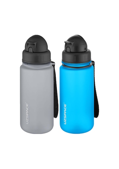 Uzspace 2'li Pipetli Tritan Matara Seti 400 Ml Fiftyfifty -3024seta Gri - Turkuaz