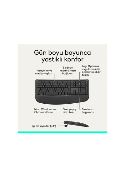 Logıtech Mk880 Signature Comfort Plus Kablosuz Klavye Ve Mouse Seti Siyah 920-014037 Optik