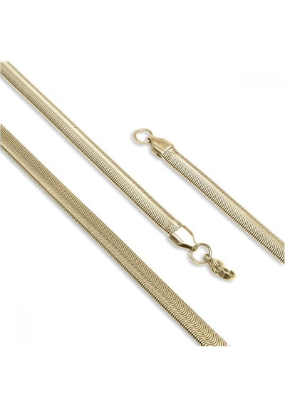 Erkek İtalyan Çelik Kolye 2mm X 6mm 9194 Altın
